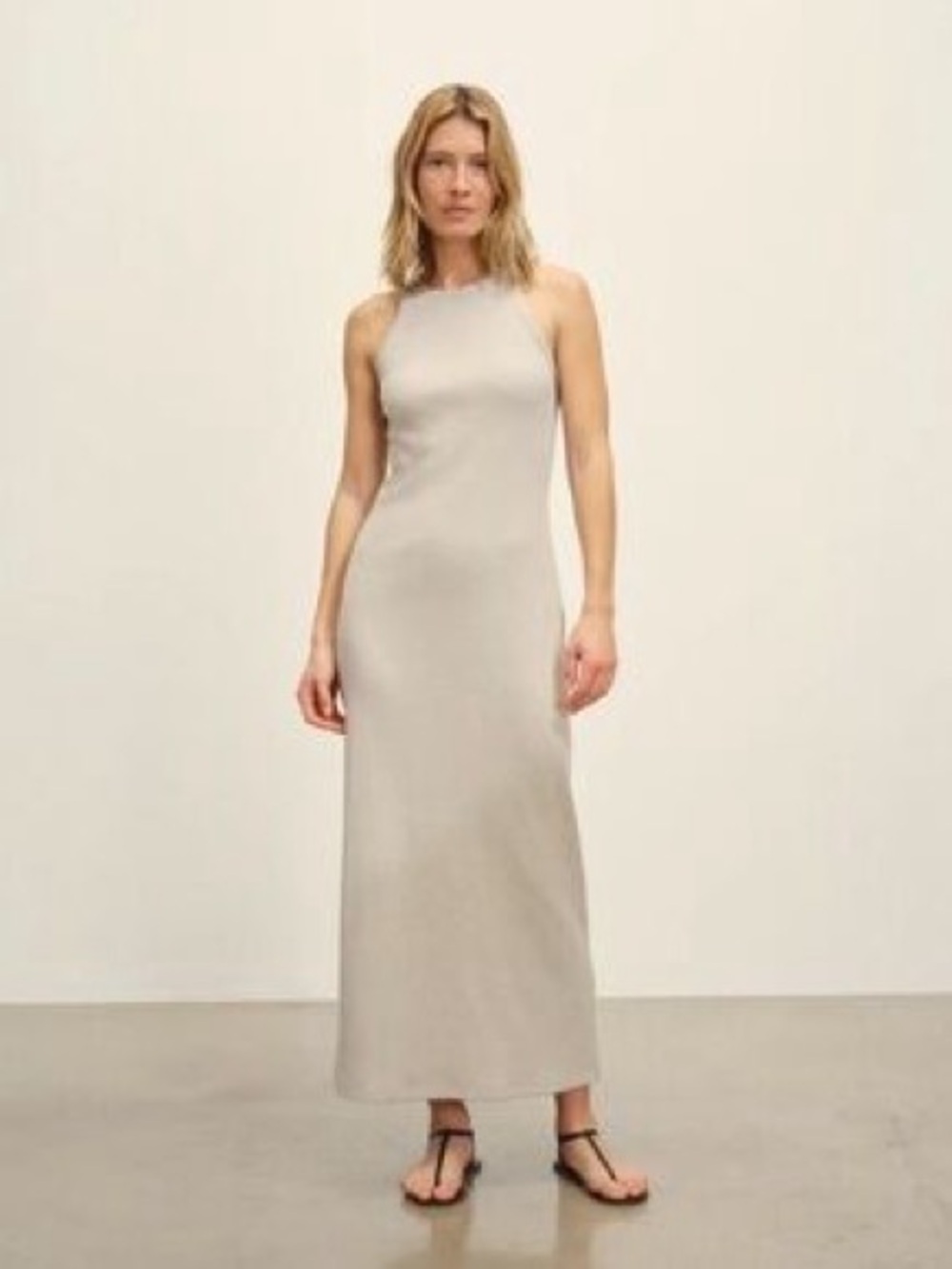 Buck Mason Neutral Halter Maxi Dress — Light Beige